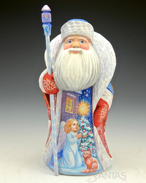 8 inch Russian Santa with Kneeling Girl Scene