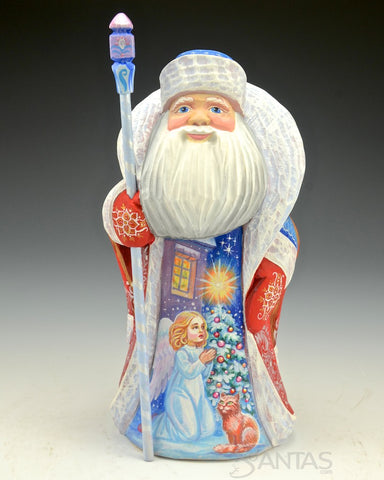 8 inch Russian Santa with Kneeling Girl Scene