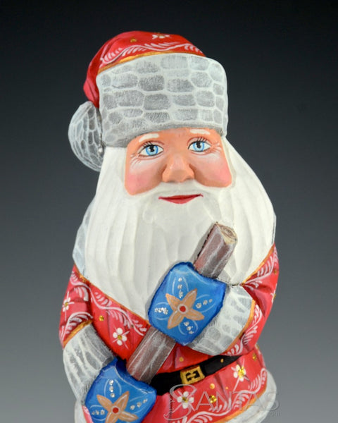 Red Russian Santa with Snow Shovel