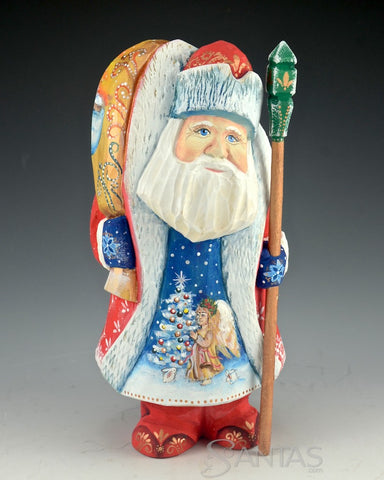 7 inch Russian Santa with Angel and Winter Scene