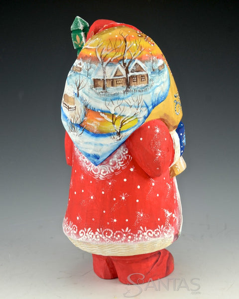 7 inch Russian Santa with Angel and Winter Scene
