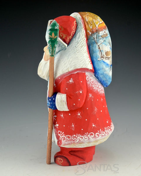 7 inch Russian Santa with Angel and Winter Scene