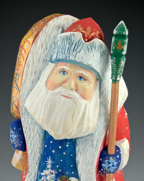 7 inch Russian Santa with Angel and Winter Scene