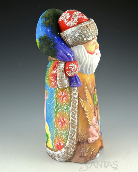 Russian Santa with Nativity and Scenic Back
