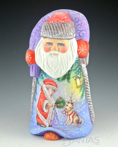 Russian Santa with Child and Dog Scene