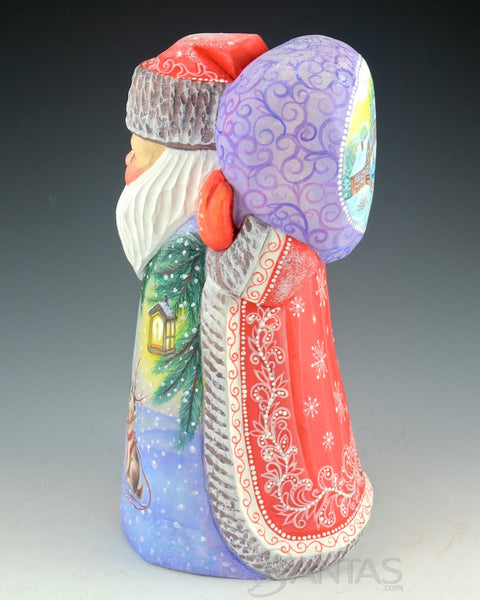 Russian Santa with Child and Dog Scene