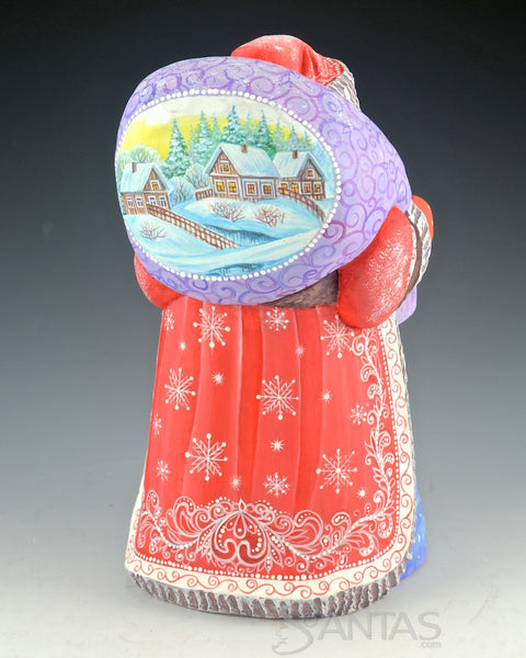 Russian Santa with Child and Dog Scene