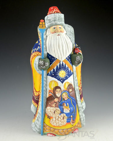 Russian Santa with Nativity and Animals 10 inches
