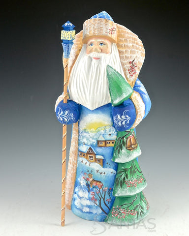 Russian Santa with Tree and Winter Scenes 9.5 inch