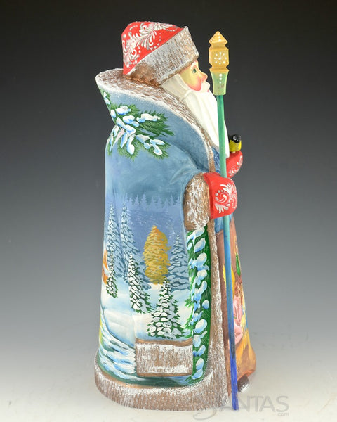 Russian Santa with Nativity and Peaceful Winter Scene