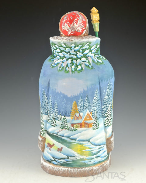 Russian Santa with Nativity and Peaceful Winter Scene