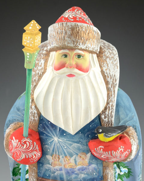 Russian Santa with Nativity and Peaceful Winter Scene