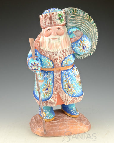 Decorative Blue Russian Santa Bring Home the Tree
