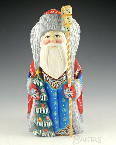 Russian Santa with Tree and Staff 6 inch