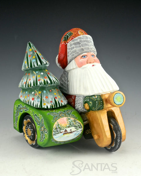 Russian Santa on Motorcycle with Side Car