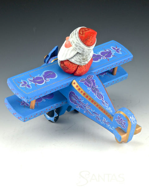 Aviator Russian Santa in Blue Airplane