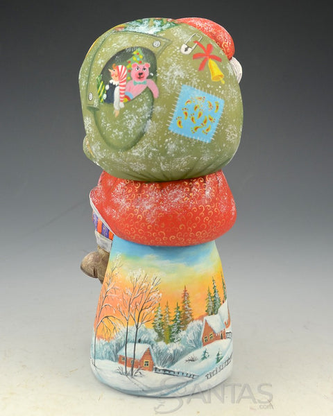 Scenic Sitting Santa with Large Toy Bag and Bird 7 inch