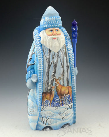 Scenic Russian Santa with Forest and Deer Scenes 11 inch