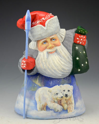 Northern Russian Santa Claus Carving with Polar Bears