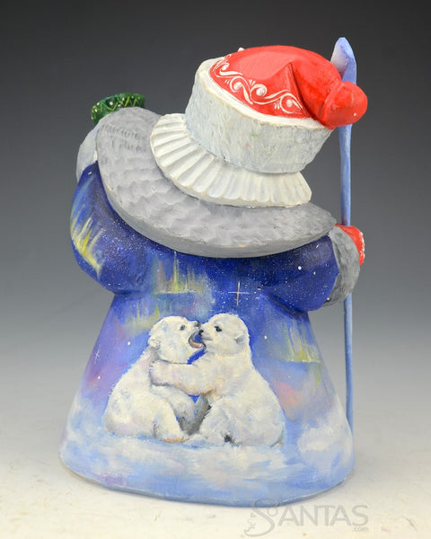 Northern Russian Santa Claus Carving with Polar Bears