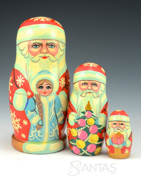 Santa and Snowmaiden Nesting doll 3 piece
